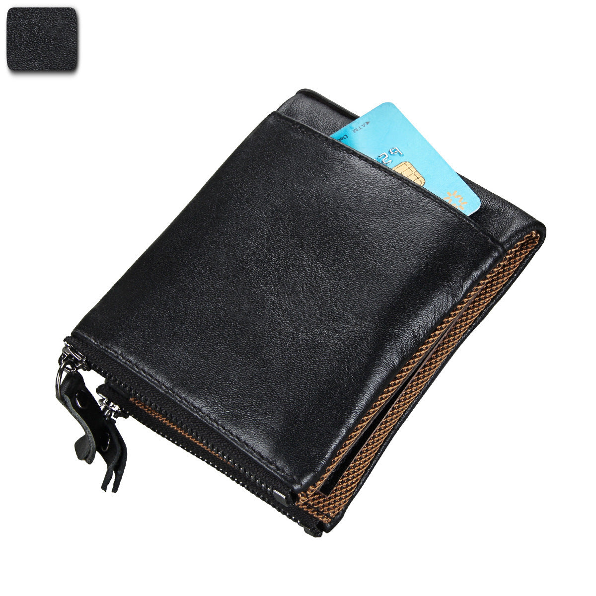 Men's Crazy Horse Cowhide Swiping Short Double Men's Wallets
