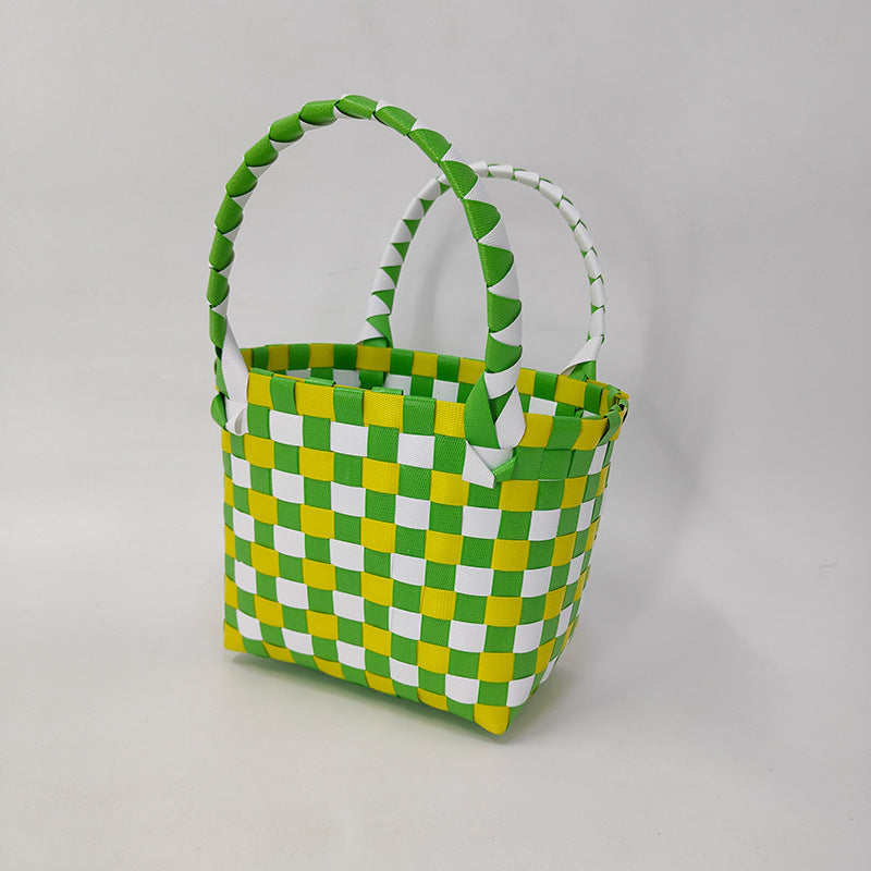 Basket Niche Color Plaid Hand Gift Small Square Bags