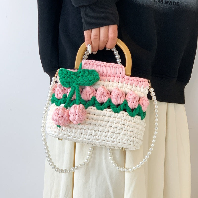 Tulip Hand-woven Homemade Strip Thread Material Finished For Women's Handbag