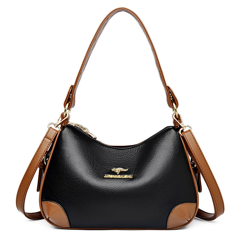 Women's Genuine Leather Mom Large Capacity Contrast Bags
