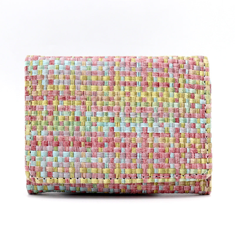 Women's Straw Pattern Folding Large Capacity Lady's Ladies Wallet