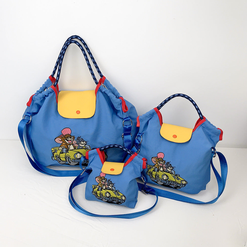 Warner Authorized Cat Mouse Embroidered Portable Women's Handbag