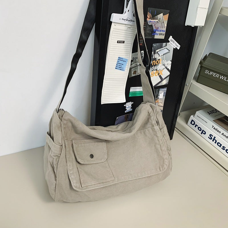 Women's & Men's Style Washed Canvas Idle Artistic College Women's Messenger Bag
