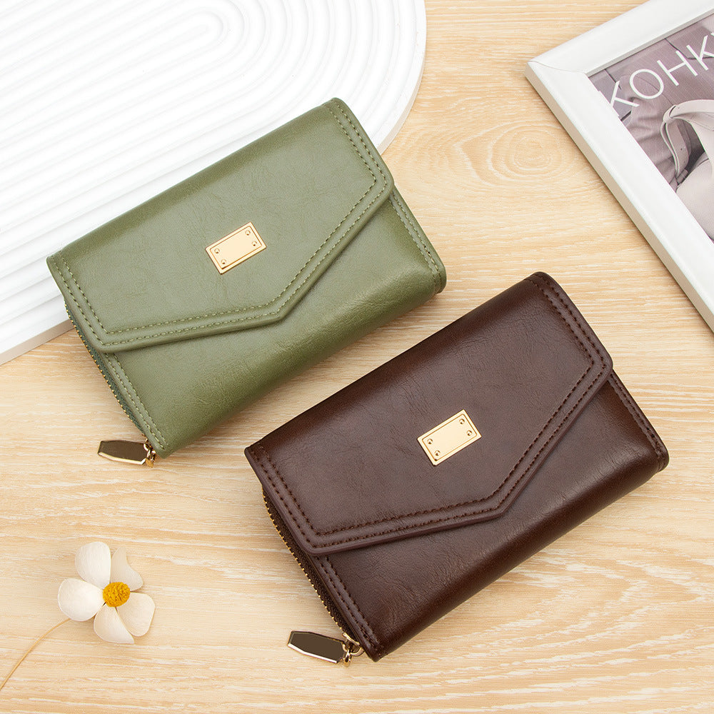 Women's Short Fashion Simple Horizontal Zipper Clutch Ladies Wallet