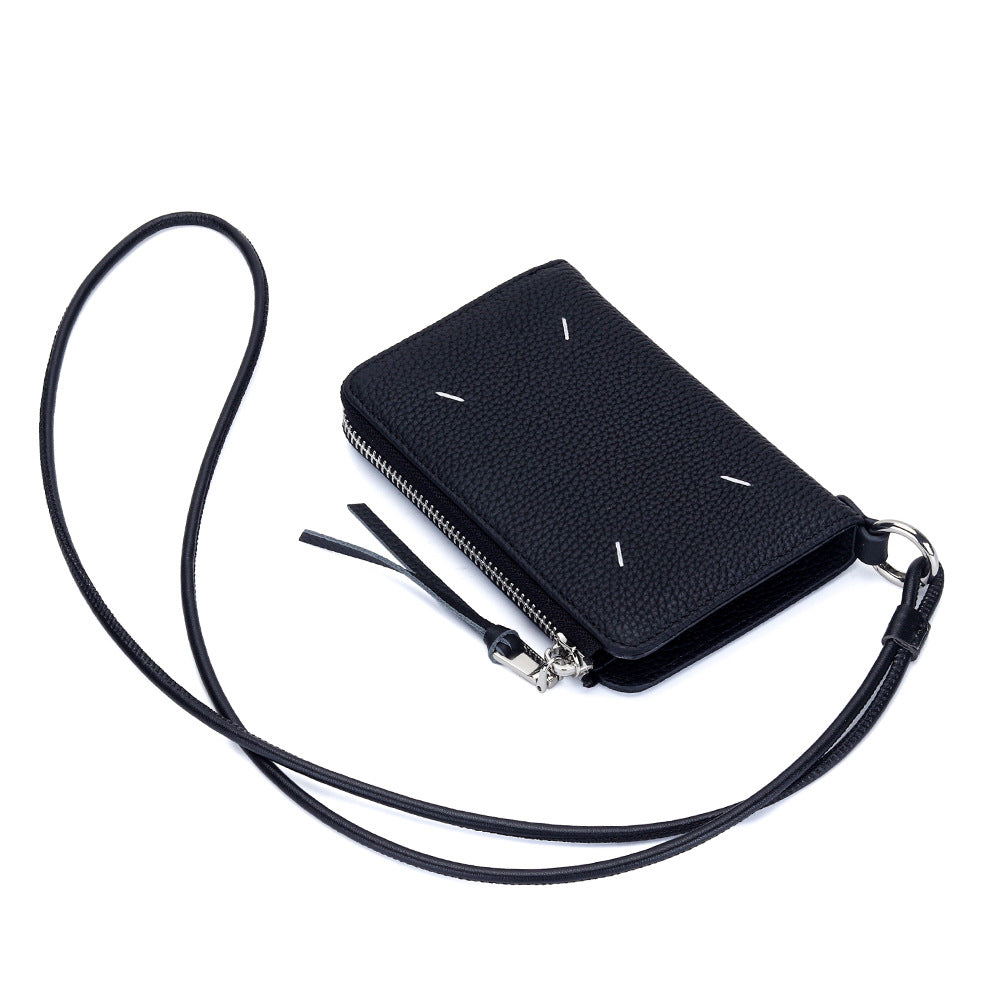 Women's Genuine Leather Short Halter Zipper Multiple Ladies Wallet