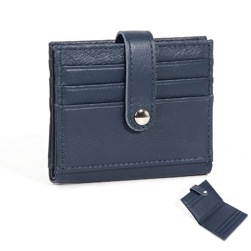 Women's First Layer Cowhide Korean Simple Short Two Ladies Wallet