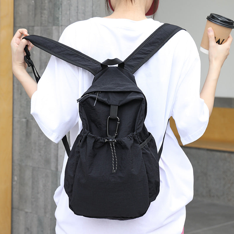 Women's Artistic Nylon Fashionable Pleated Contrast Color Backpacks
