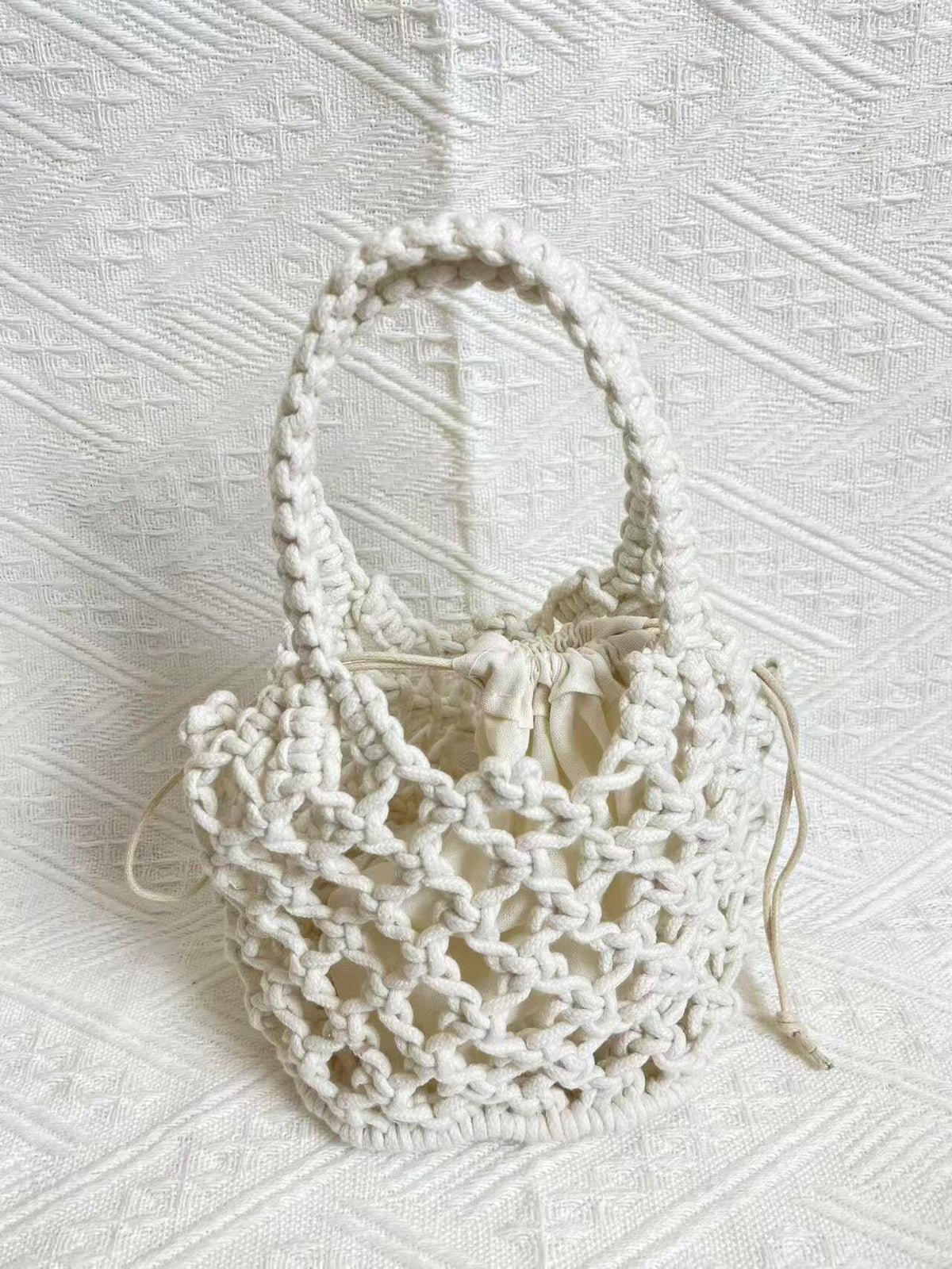 Cotton String Hand Dopamine Color Mini Knitting Female Chic Beach Bags
