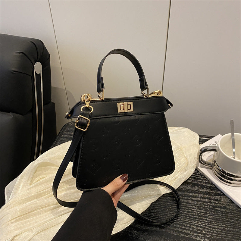 Women's Stylish Good Texture Solid Color Embossed Compartment Large Capacity Leisure Bags