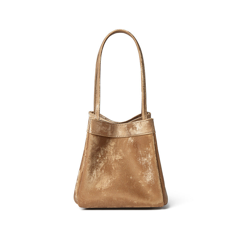 Women's Chinese Style Tip Leather Satin Large Shoulder Bags