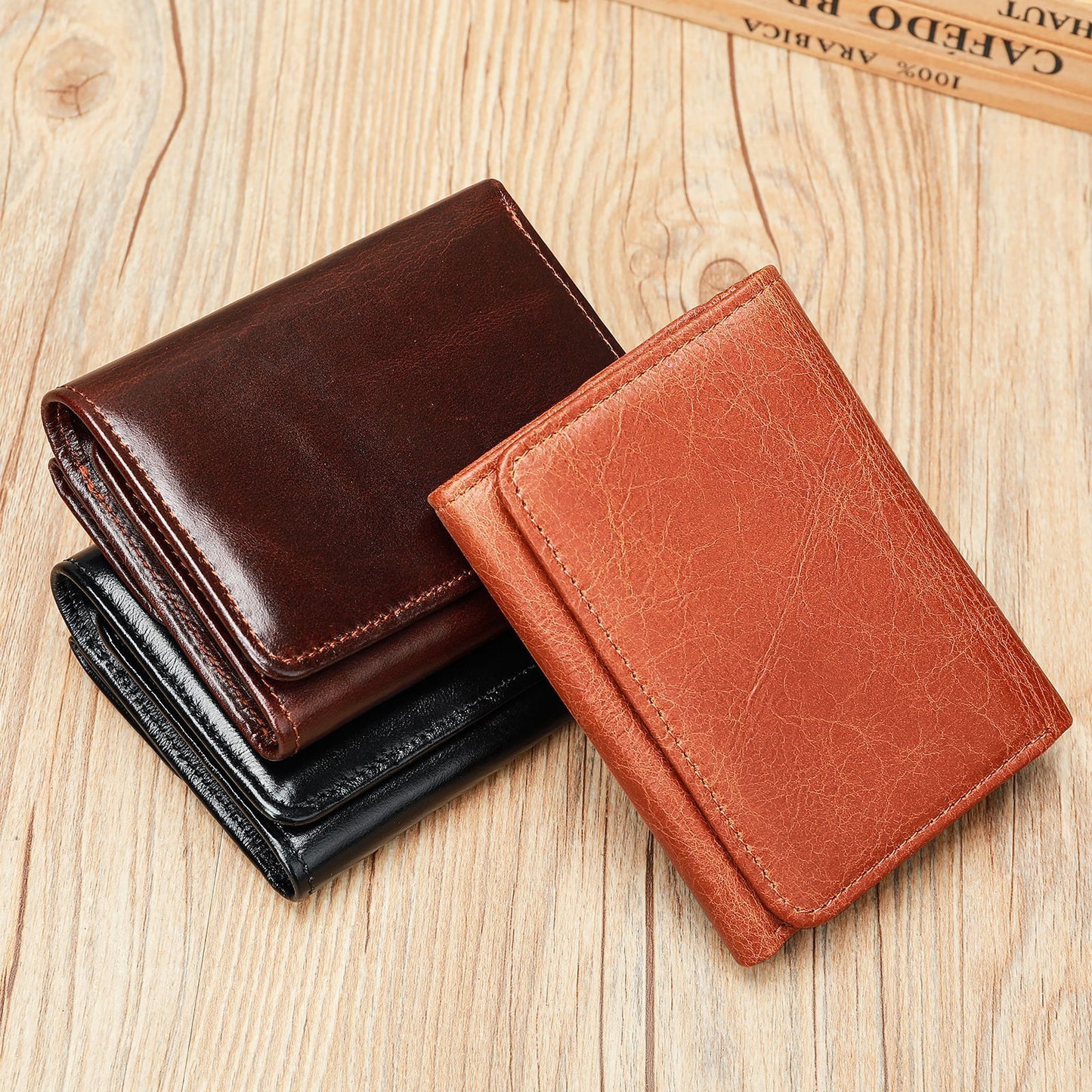 Men's First Layer Cowhide Swiping Short Horizontal Genuine Men's Wallets