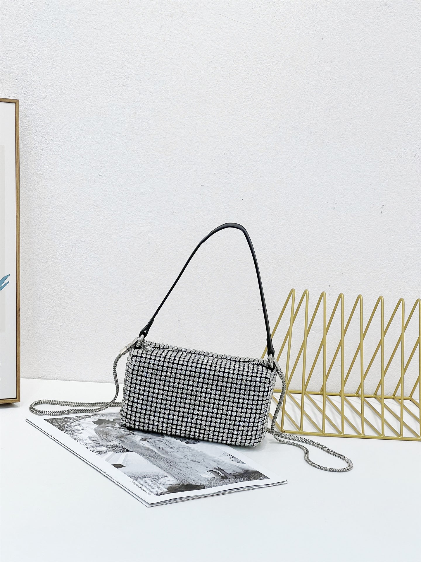 Women's Full Diamond Hot Rhinestone King Dinner Shoulder Bags