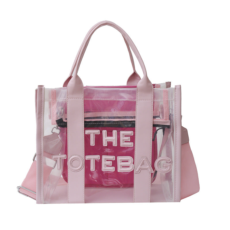 Women's Fashion Transparent Letter Beach Large Capacity Bags