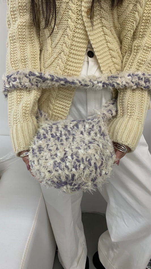 Women's Durable Design Woven Plush Finished Crossbody Bags