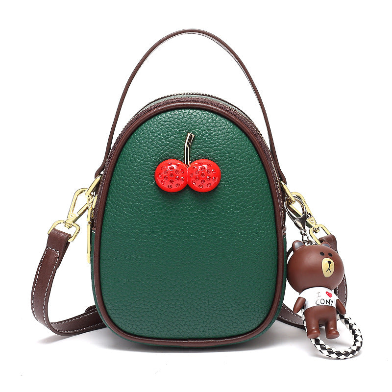 Women's Fashion Cherry Round Simple Contrast Color Shoulder Bags