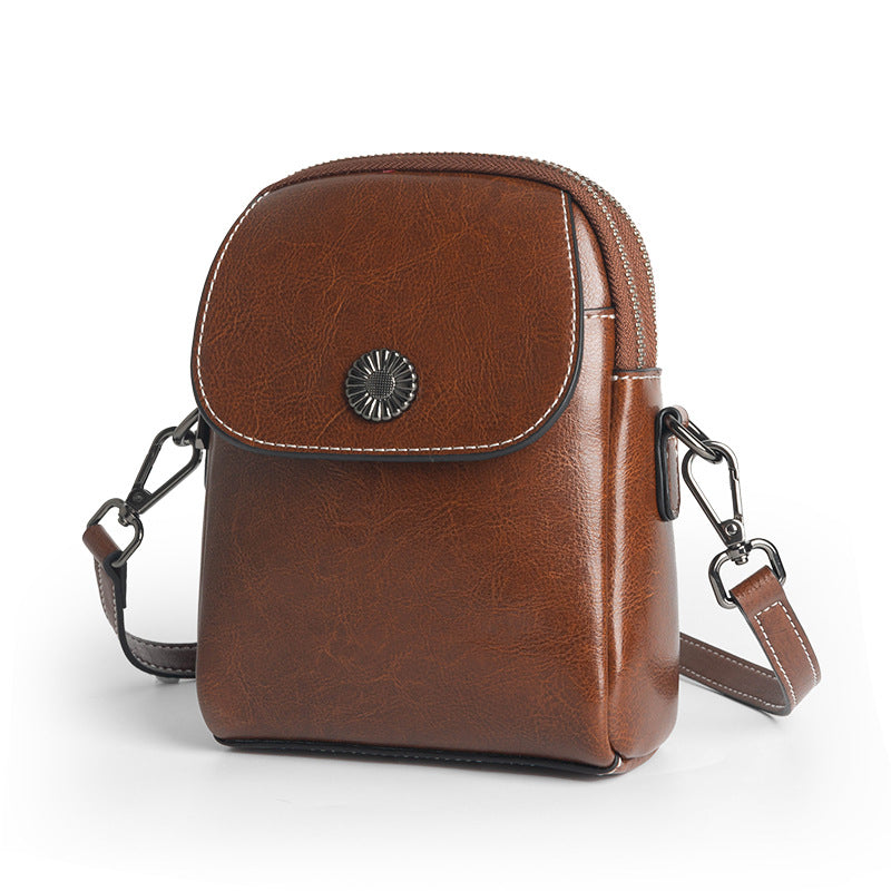 Women's Fashionable Genuine Leather Cattlehide Fashion Mobile Crossbody Bags