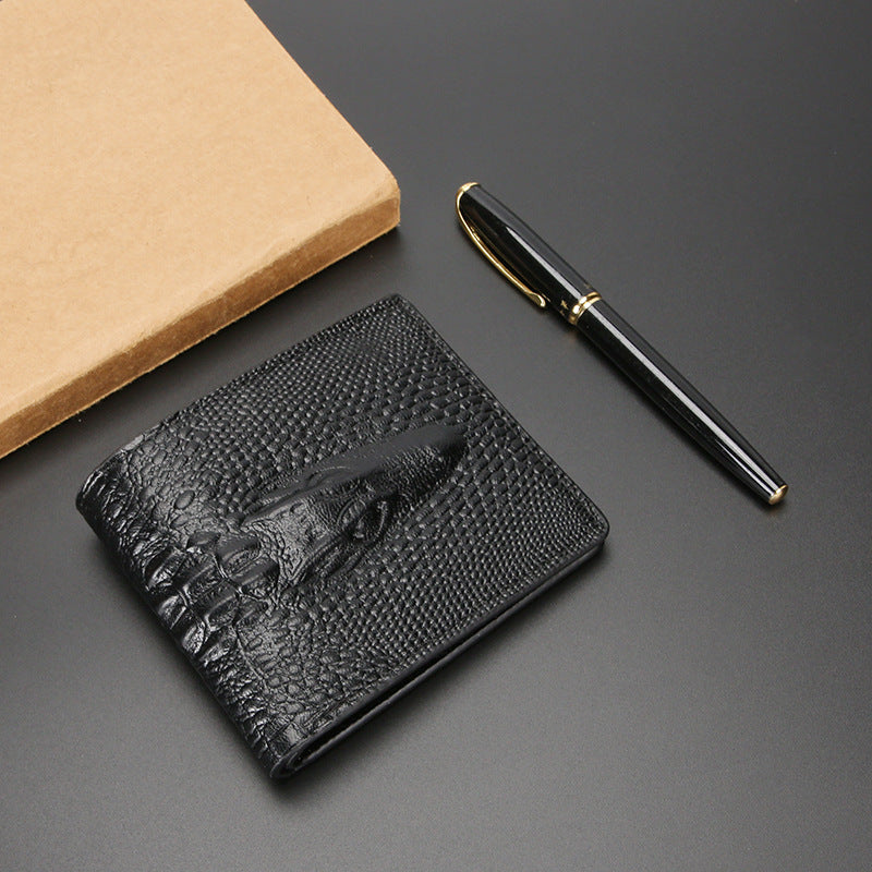 Men's Short Crocodile Pattern Thin Retro Men's Wallet