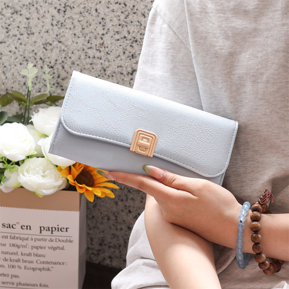 Women's High-grade Long Solid Color Multiple Slots Ladies Wallet
