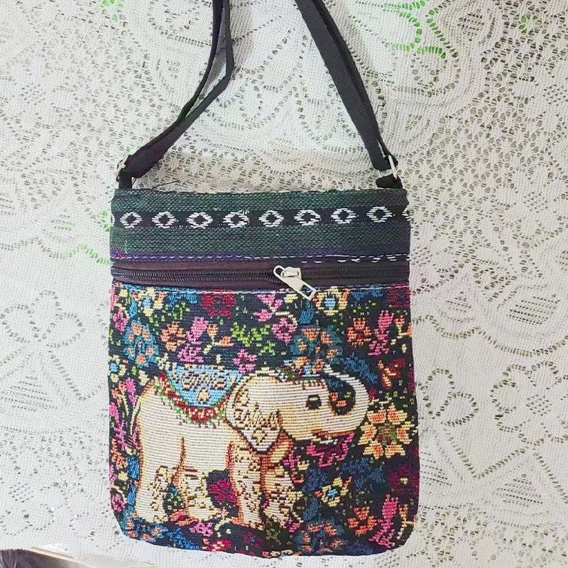 Women's Elephant Owl Shopping Canvas Trendy Women's Messenger Bag