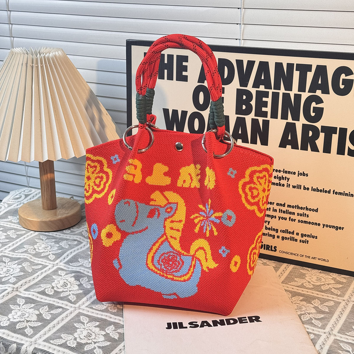 Festival Knitted Portable Out Large Capacity Women's Handbag
