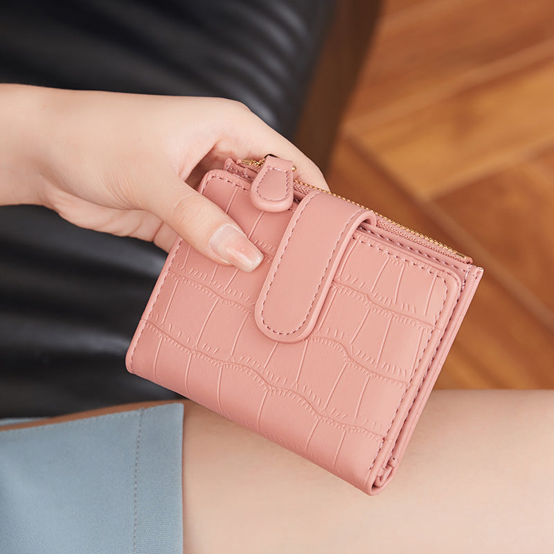 Fresh Crocodile Pattern Korean Short Folding Purses