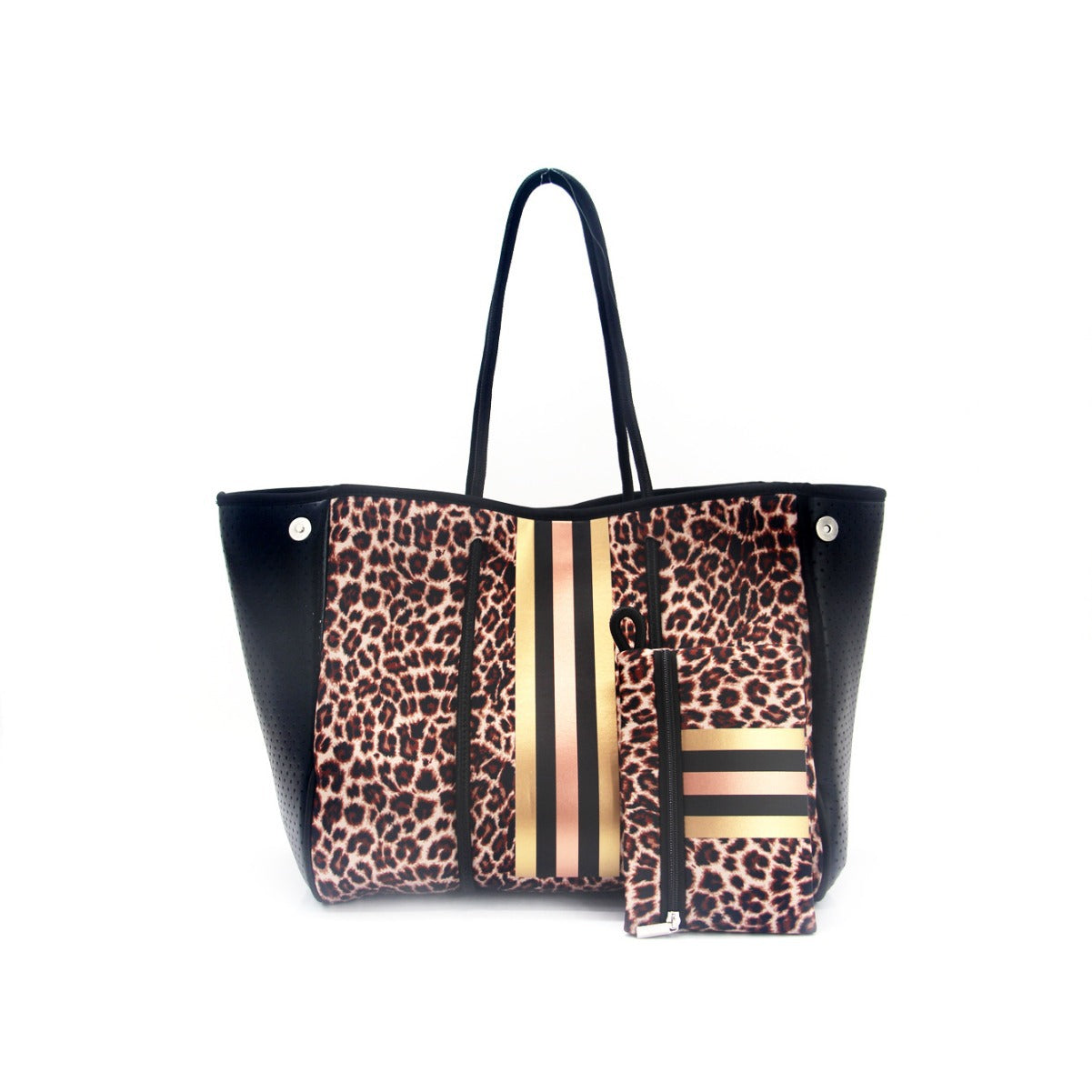 Leopard Print Printed Black Portable Beach Shoulder Bags