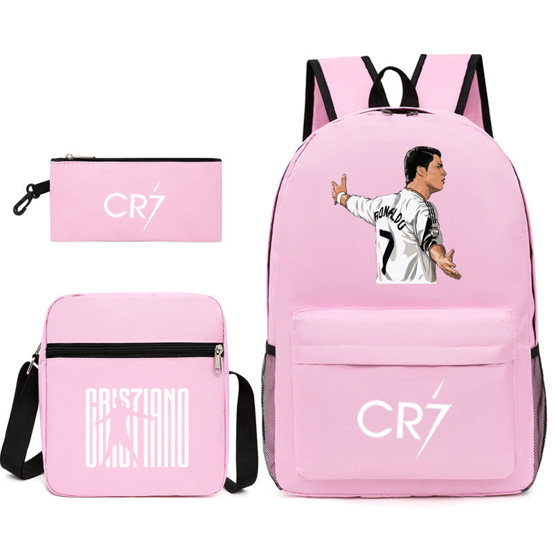 Football Luo Peripheral Printed Three-piece Set Backpacks