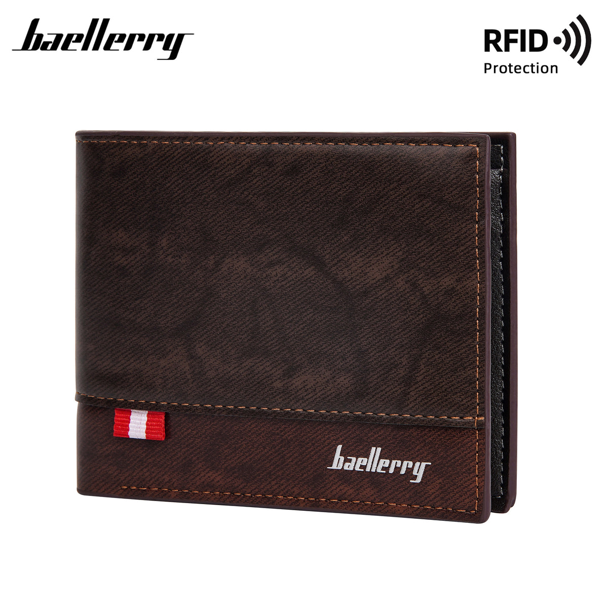 Men's Short Business Multiple Slots Open Green Contrast Men's Wallet