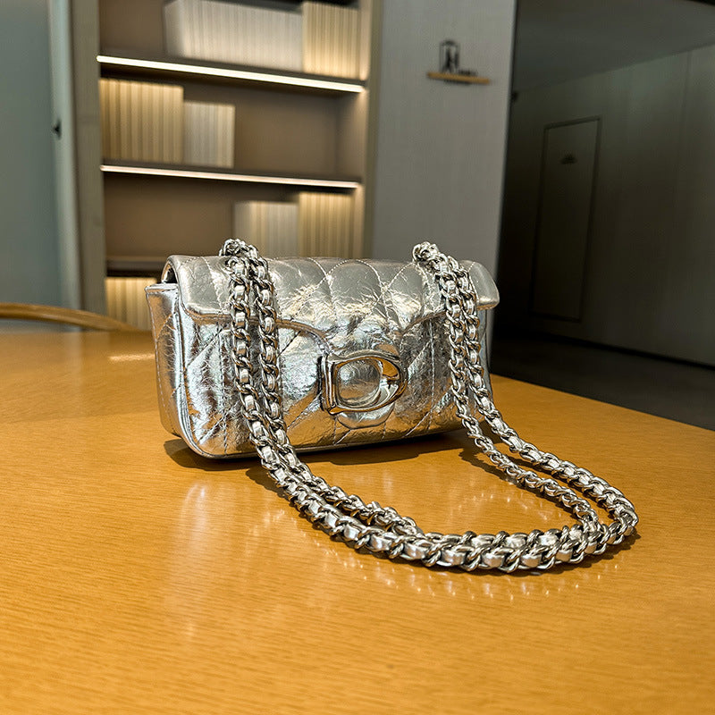 Women's Chain High-grade Classic Style Burst Leather Small Square Bags