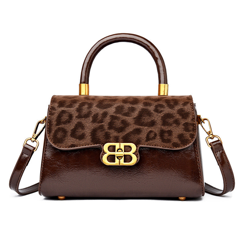 Women's Retro Suede Fashion Portable Trendy Leopard Shoulder Bags