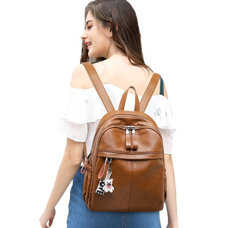 Women's Large Capacity Soft Leather Cowhide Urban Backpacks