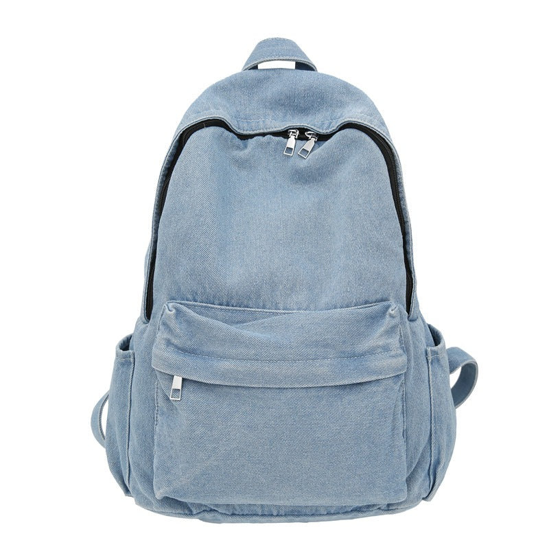 Good-looking Style Washed Denim Trendy Couples Backpacks