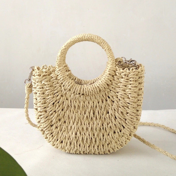 Women's Simple Style Woven Semicircle Beach Hand-woven Vacation Female Women's Handbag