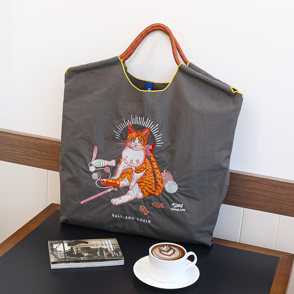 Embroidery Environmentally Friendly Nylon One Shopping Bags