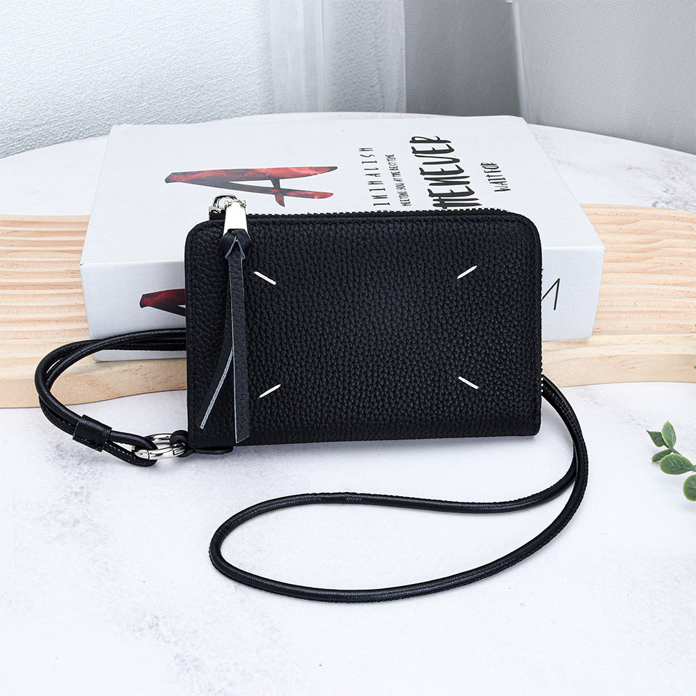 Women's Genuine Leather Short Halter Zipper Multiple Ladies Wallet